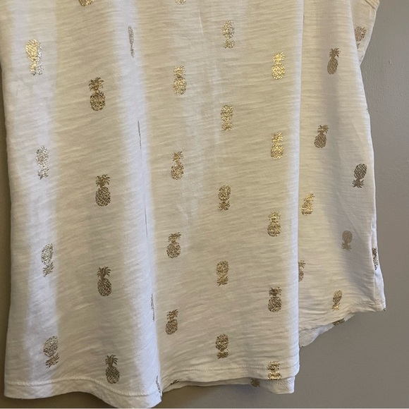 Old Navy White Cotton Tank Top with Gold Pineapple Print - Picture 7 of 14